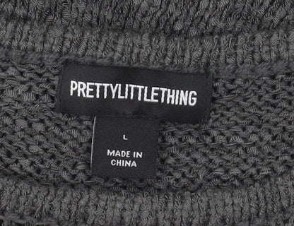 PrettyLittleThing Women Grey Sleeveless Knit Bodycon Dress L