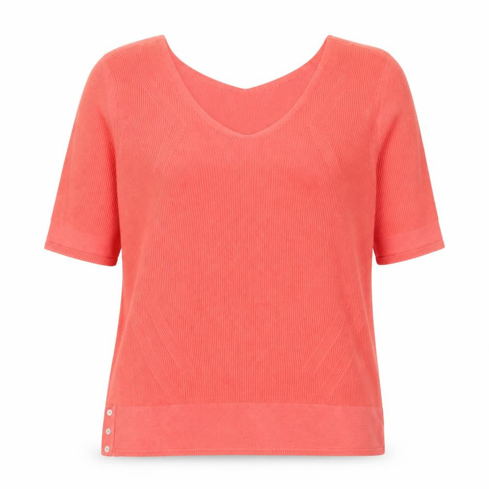 Marks & Spencer Women’s Sunblush Pink Knit V-Neck Short Sleeve Top Size 18