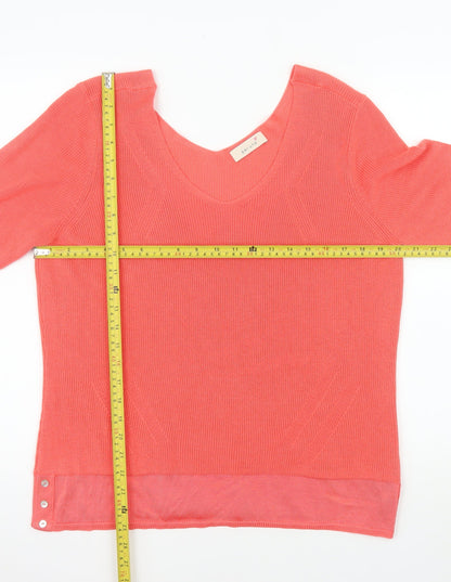 Marks and Spencer Women’s Sunblush Pink Knit V-Neck Short Sleeve Top Size 18