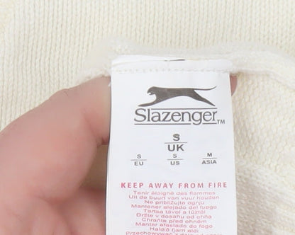 Slazenger Women's Ivory Cable-Knit V-Neck Jumper Size S