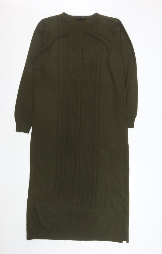 Tavin Women’s Green Knit Jumper Dress UK 8-10 Long Sleeve Midi