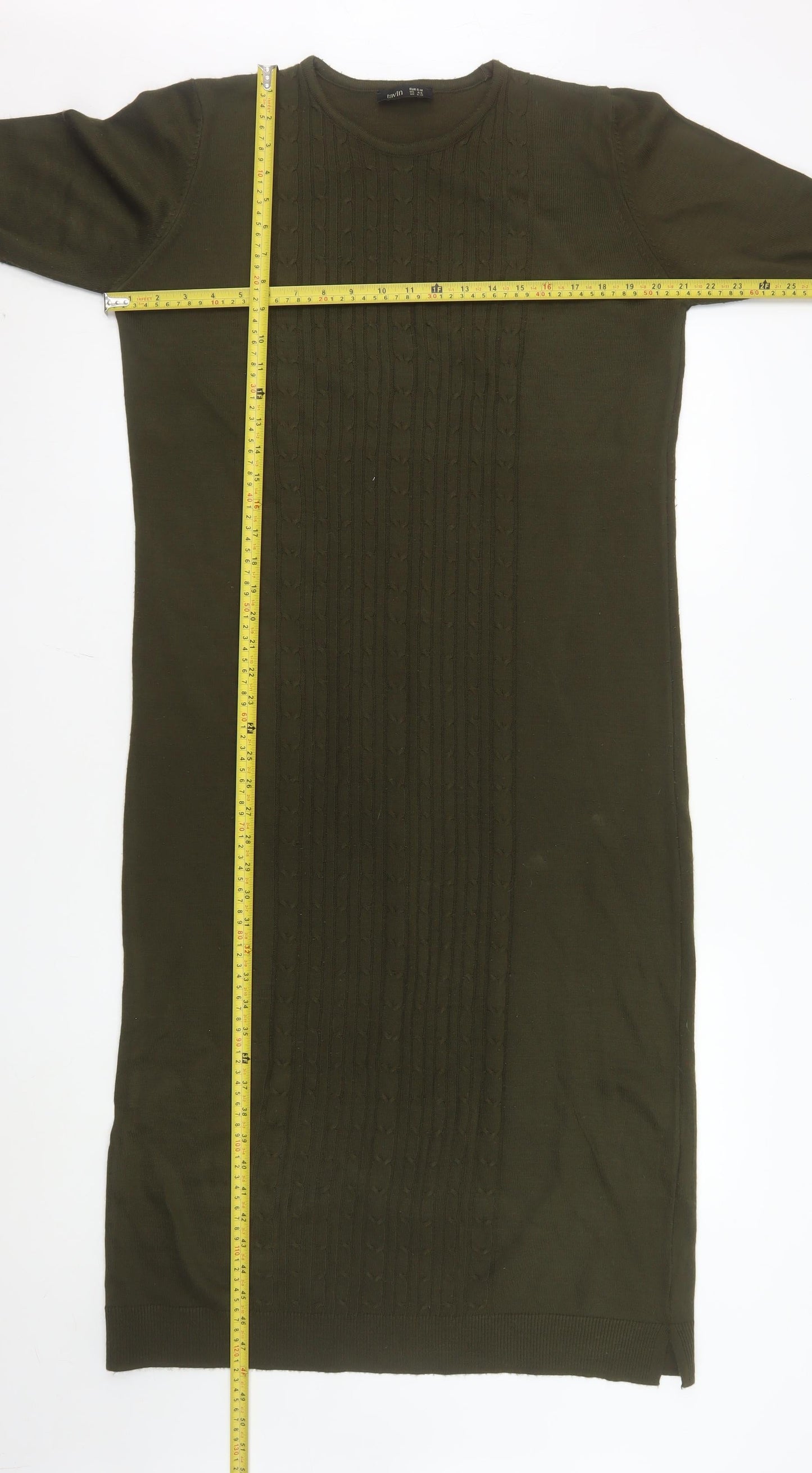 Tavin Women’s Green Knit Jumper Dress UK 8-10 Long Sleeve Midi