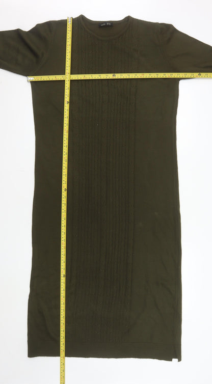 Tavin Women’s Green Knit Jumper Dress UK 8-10 Long Sleeve Midi