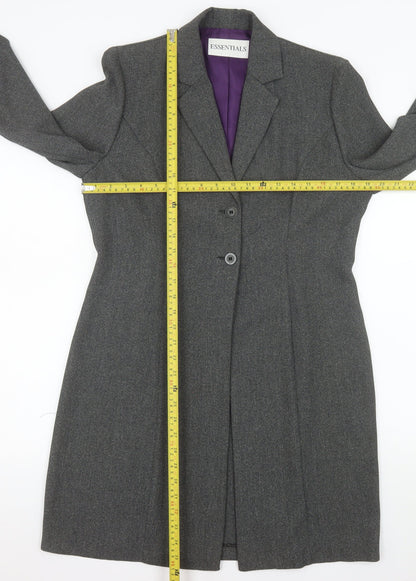 Essentials Women's Grey Size 12 Long Tailored Suit Jacket