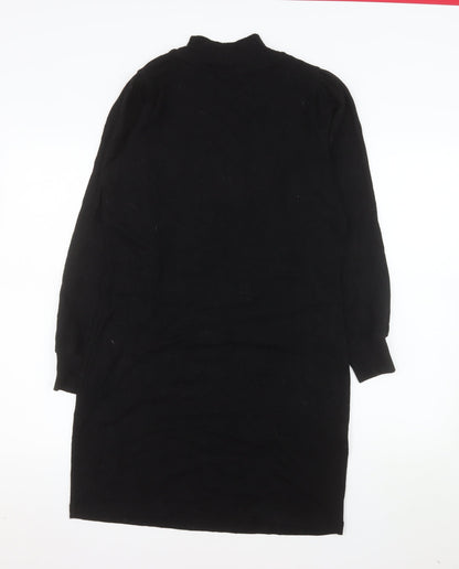 Next Women's Black High Neck Bodycon Knit Dress Size 10