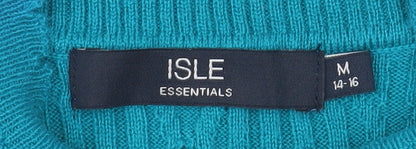 Isle Essentials Women Blue M Cable-Knit Acrylic Pullover Jumper