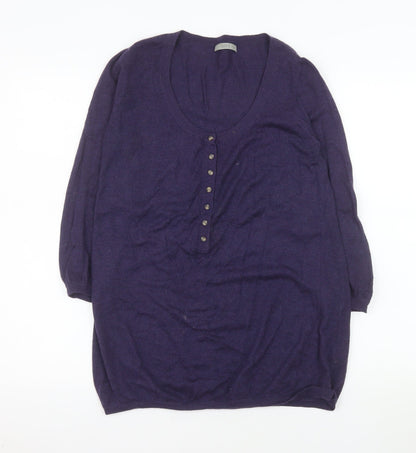 Marks and Spencer Women’s Purple Henley Wool Knit Jumper Size 10