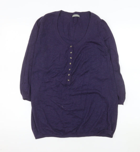 Marks and Spencer Women’s Purple Henley Wool Knit Jumper Size 10