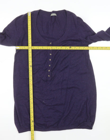 Marks and Spencer Women’s Purple Henley Wool Knit Jumper Size 10