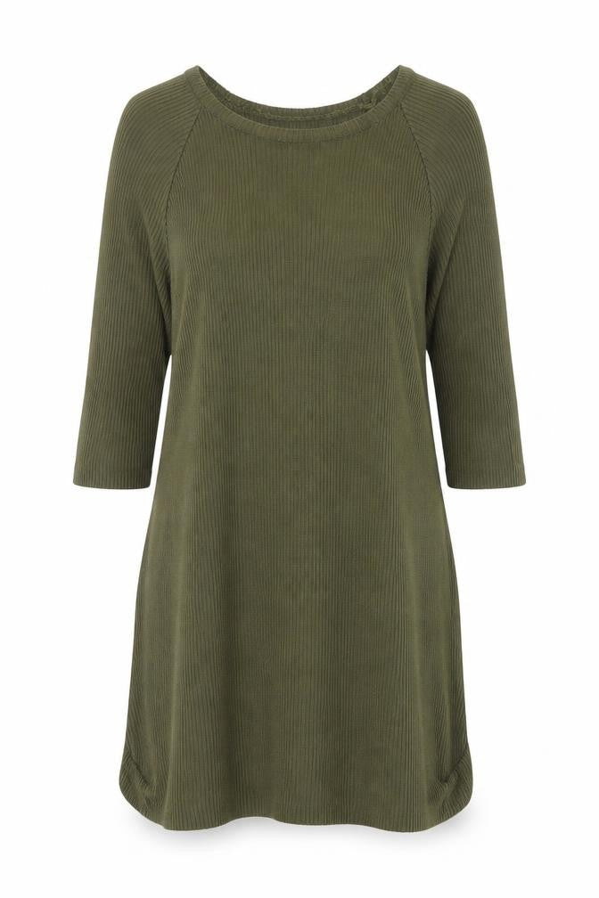 Warehouse Women's Green Ribbed Viscose Tunic Blouse Size 10
