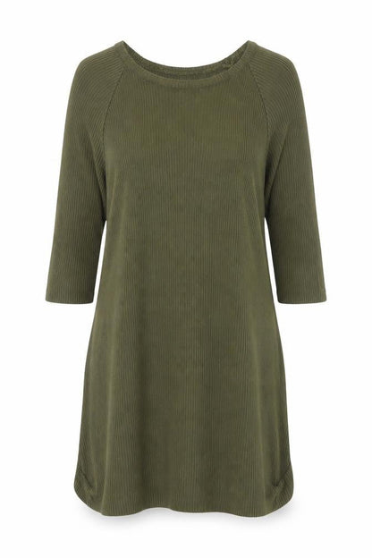 Warehouse Women's Green Ribbed Viscose Tunic Blouse Size 10