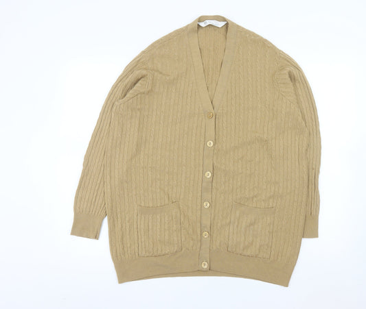 Marks and Spencer Men's Beige Wool Cable Knit Cardigan XL