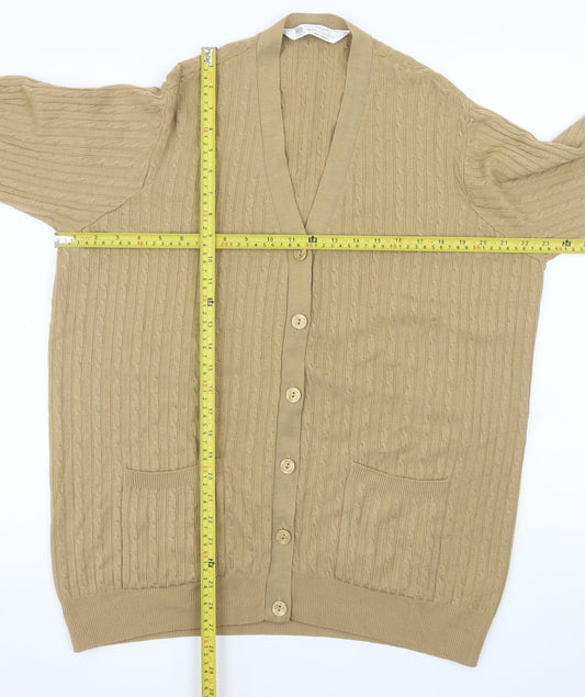 Marks and Spencer Men's Beige Wool Cable Knit Cardigan XL