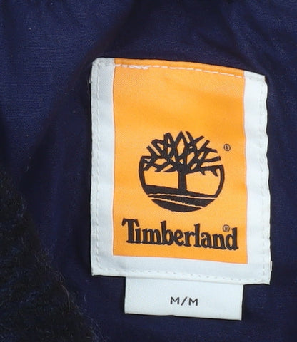 Timberland Men's Blue Check Wool Blend Mid-Length Jacket M