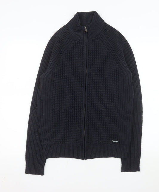 Threadbare Men Black Knit Full Zip Basic Jacket Size M