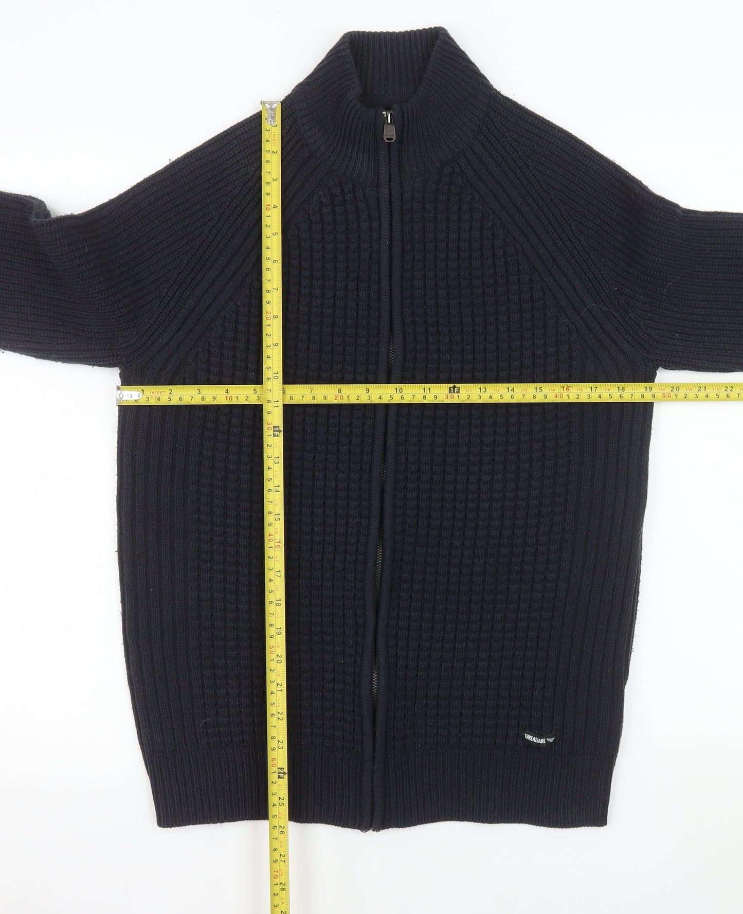 Threadbare Men Black Knit Full Zip Basic Jacket Size M