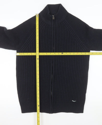 Threadbare Men Black Knit Full Zip Basic Jacket Size M