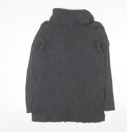 Charter Club Women Grey XL Roll Neck Cable-Knit Tunic Jumper