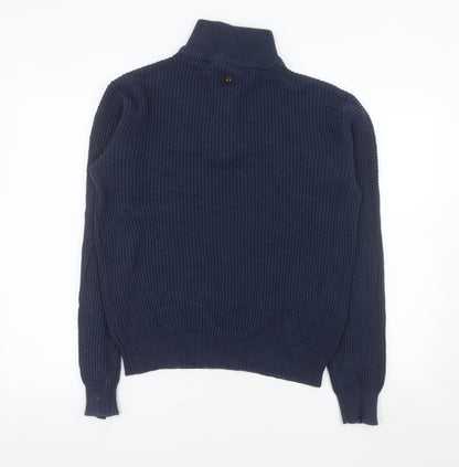 Duck and Cover Men's Blue Cotton 1/2 Zip Knit Sweatshirt Size L