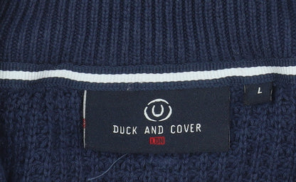 Duck and Cover Men's Blue Cotton 1/2 Zip Knit Sweatshirt Size L