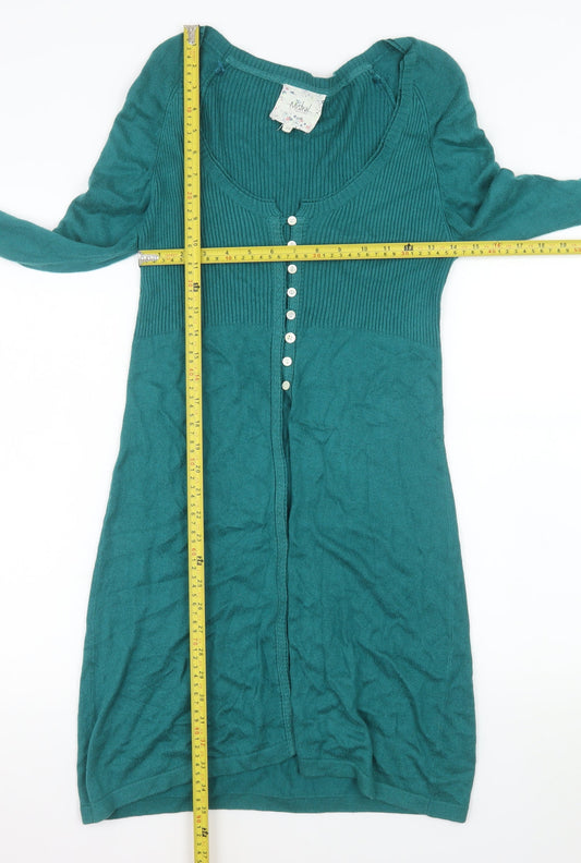 Mistral Women’s Green Knit Button Sweater Dress Size 10