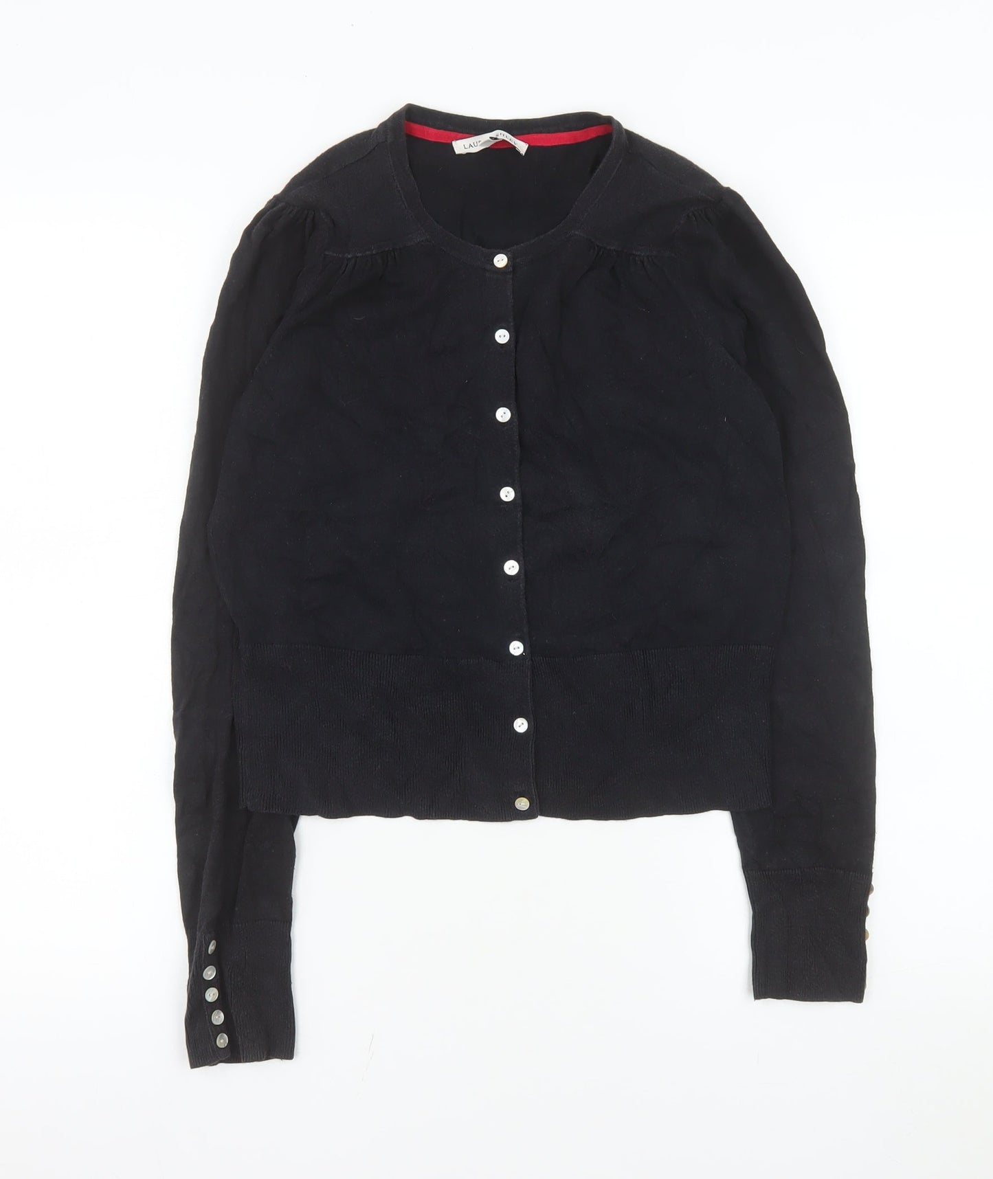 Laura Ashley Women’s Black Cotton Blend Long Sleeve Cardigan Size 12