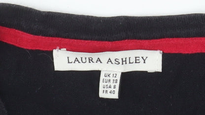 Laura Ashley Women’s Black Cotton Blend Long Sleeve Cardigan Size 12
