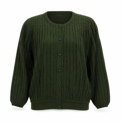 Eastex Women’s Green Cable-Knit Cardigan L Long Sleeve Acrylic