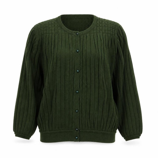 Eastex Women’s Green Cable-Knit Cardigan L Long Sleeve Acrylic