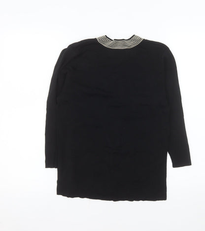 Berkertex Womens Black V-Neck Long Sleeve Knit Jumper Size 14
