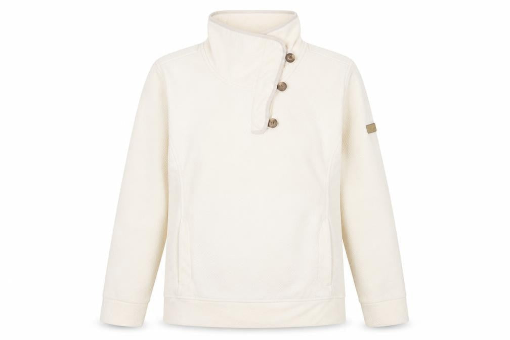 Berghaus Women Ivory 18 Pullover Fleece Sweatshirt Button Neck