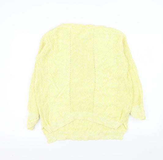 Marks and Spencer Women Yellow Cotton Knit Pullover Jumper Medium