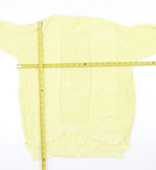 Marks and Spencer Women Yellow Cotton Knit Pullover Jumper Medium