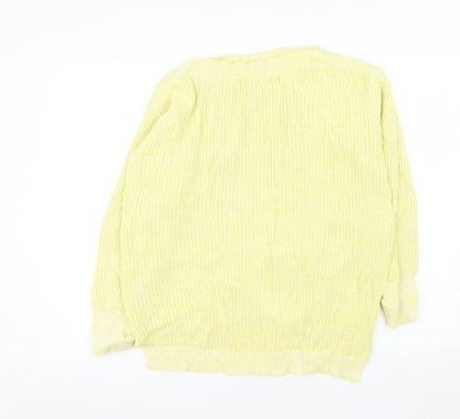Marks and Spencer Women Yellow Cotton Knit Pullover Jumper Medium