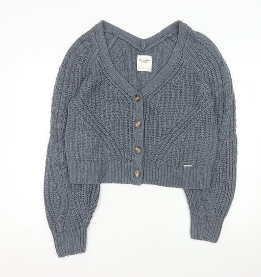 Abercrombie & Fitch Women's Grey Chunky Knit Cardigan Size L