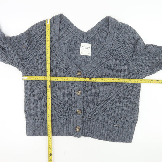 Abercrombie & Fitch Women's Grey Chunky Knit Cardigan Size L