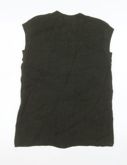 Next Men’s Green Ribbed Knit V-Neck Sleeveless Vest Jumper Size S