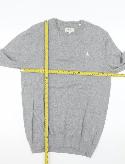 Jack Wills Mens Grey Cotton Cashmere Crew Neck Jumper M