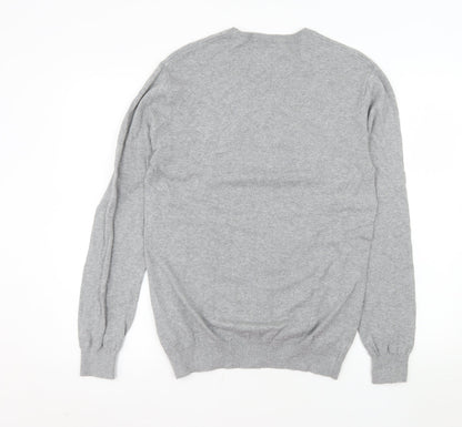 Jack Wills Mens Grey Cotton Cashmere Crew Neck Jumper M