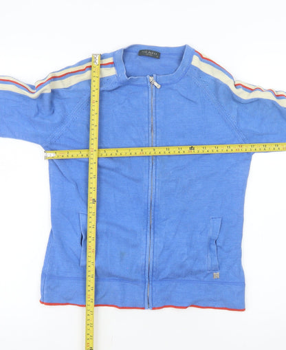 Ted Baker Women's Blue Silk Blend Zip Jacket Size 12