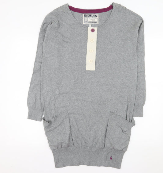 Joules Women’s Grey Knit Shift Henley Dress Size 12