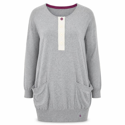Joules Women’s Grey Knit Shift Henley Dress Size 12