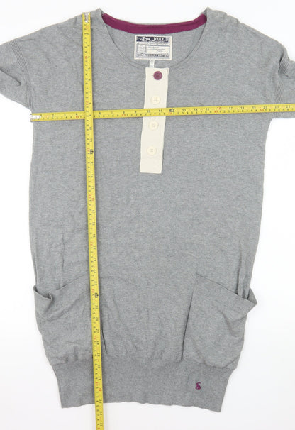 Joules Women’s Grey Knit Shift Henley Dress Size 12