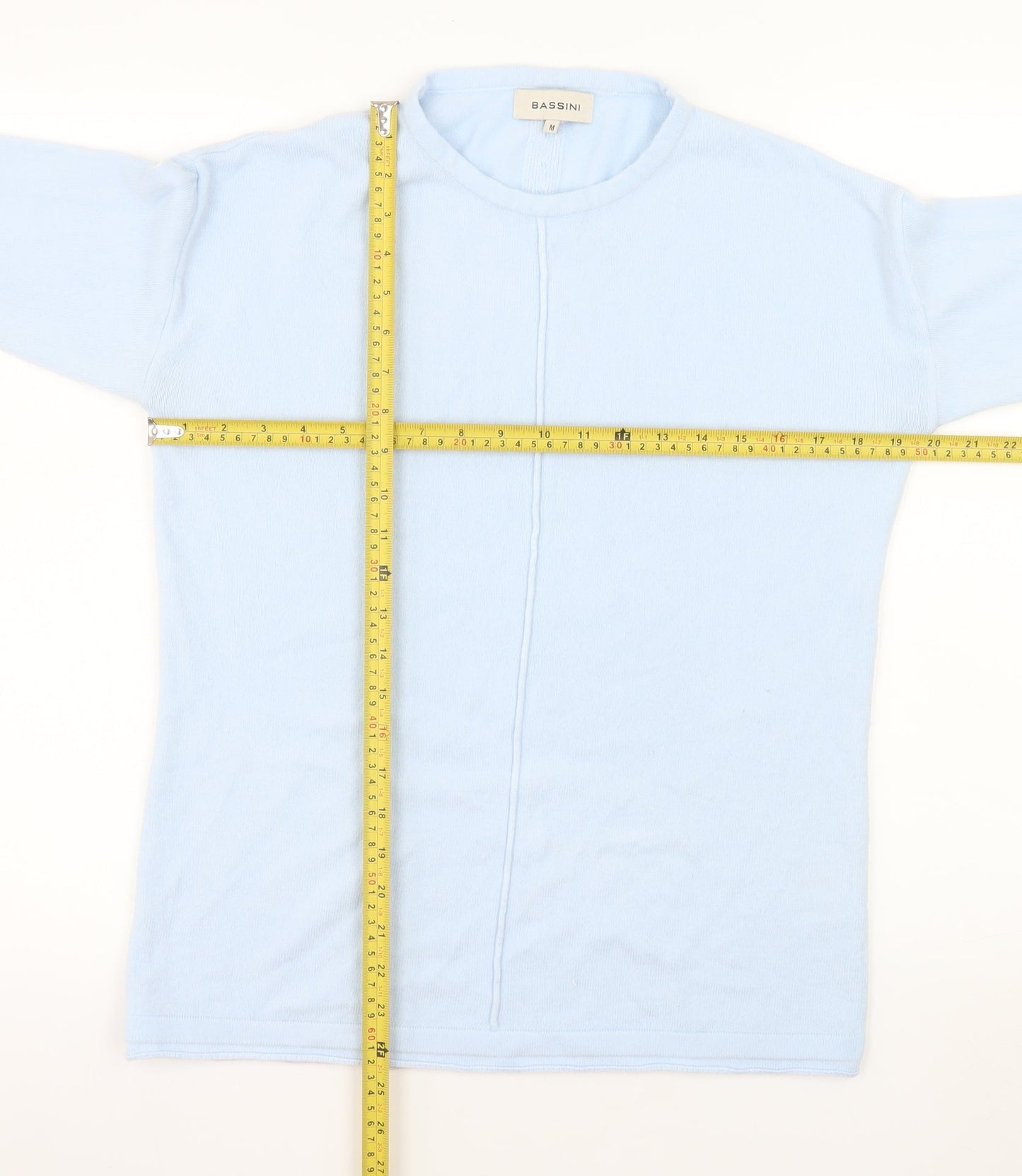 Bassini Women’s Blue Acrylic Long Sleeve Crew Neck Knit Top Size M