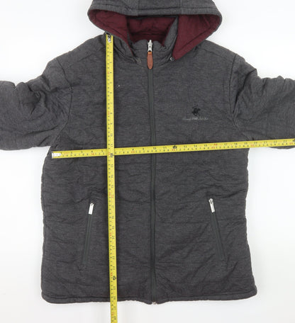 Beverly Hills Polo Club Women's Grey Hooded Puffer Jacket L