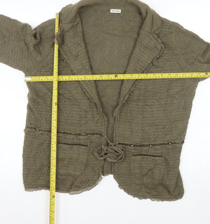 Gerry Weber Women's Khaki Green Cardigan Size 18 Beaded Knit