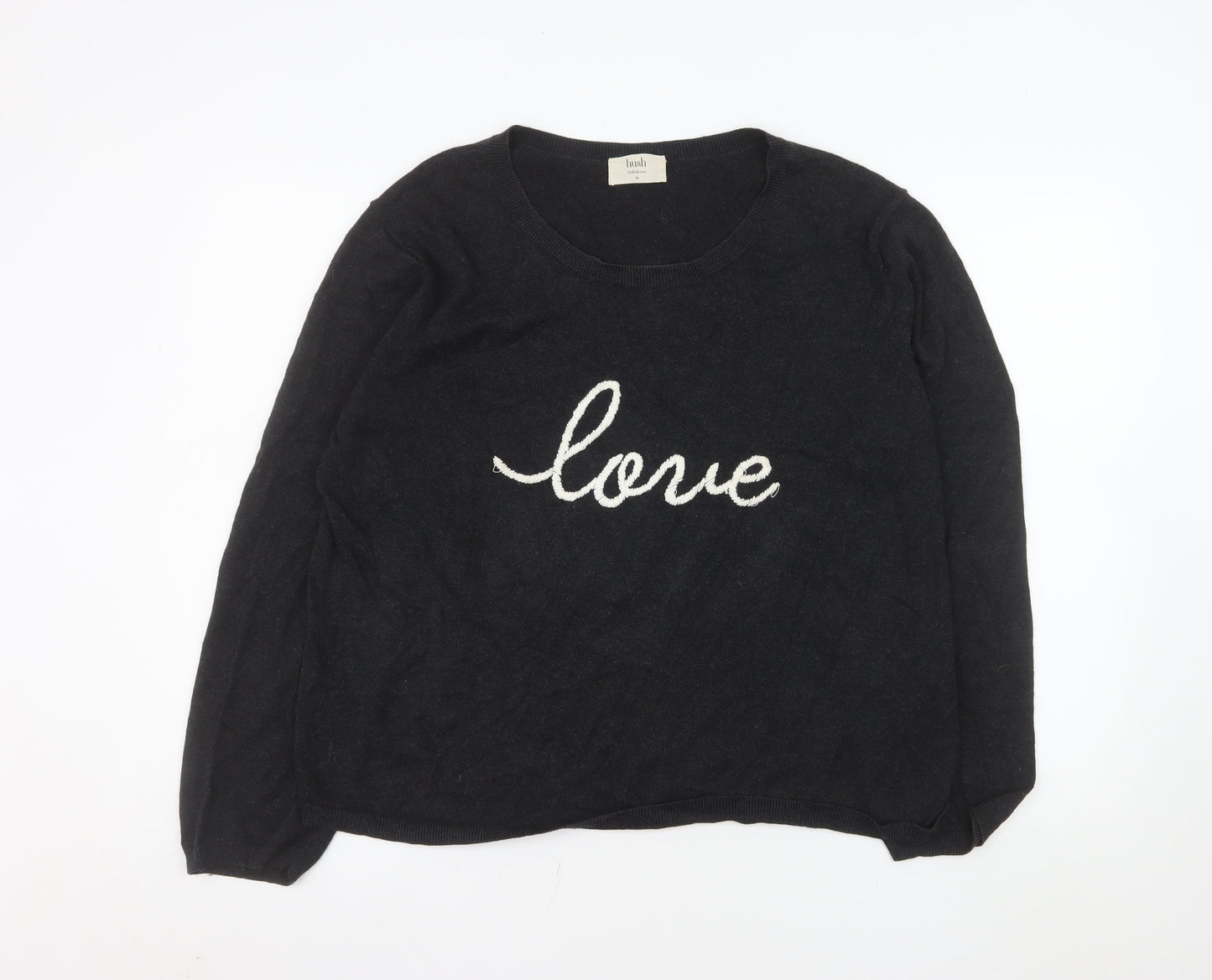 Hush Women Black 'Love' Pullover Jumper XL Cotton Modal