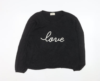 Hush Women Black 'Love' Pullover Jumper XL Cotton Modal