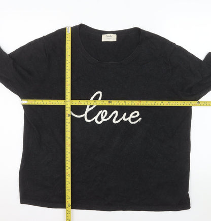 Hush Women Black 'Love' Pullover Jumper XL Cotton Modal
