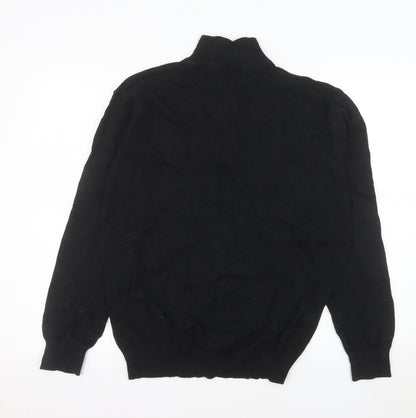 Pierre Cardin Men's Black 1/2 Zip Cotton Mock Neck Sweatshirt L